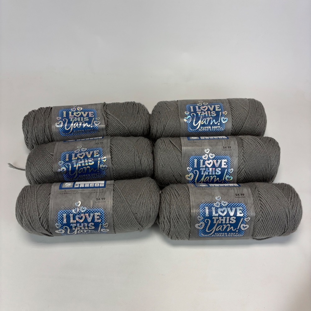 Hobby Lobby Greybeard 201 I Love This Yarn 6 Skeins Lot Acrylic Knitting Bulk